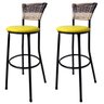 Kit 2 Banquetas Bistrô Aço Junco Sintético Degrade Assento Amarelo  - 1