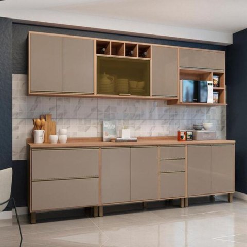 Cozinha Modulada 6 Peças 9 Portas 5 Gavetas sem Tampo Yara Luciane