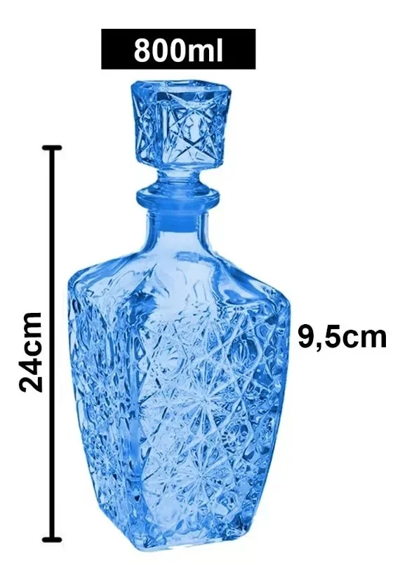 Garrafa Jarra Licoreira Vidro Para Whisky Licor Vinho Colorida 800ml:Amarelo - 4