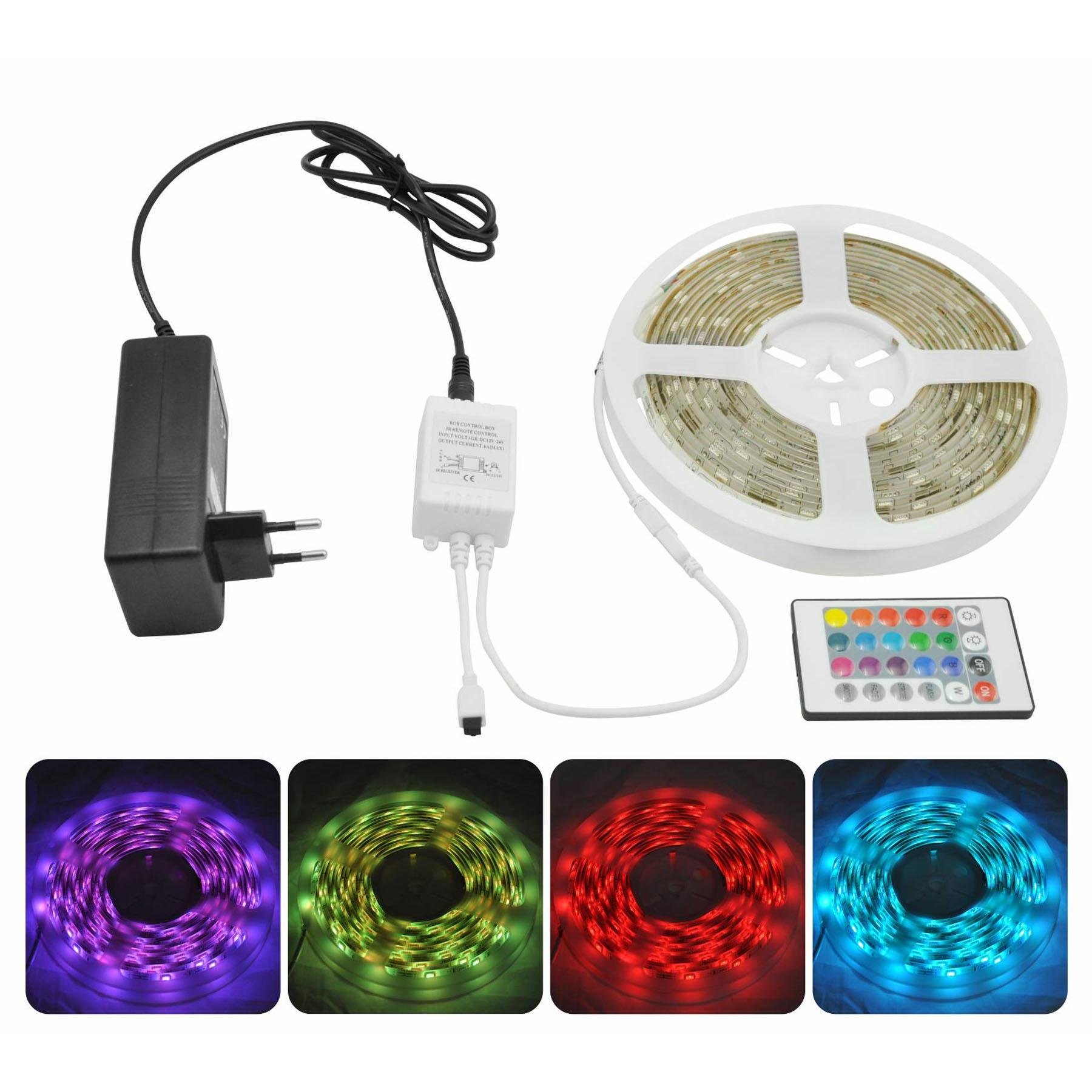 Fita Led 5m Rgb 16 Cores 5050 300 Leds + Fonte + Controle - 4