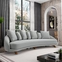 Ver imagem 2 de Sofá Living 3 Lugares 265cm Pés Madeira Morales com Almofadas Veludo Cinza G52 - Gran Belo