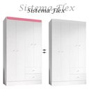 Ver imagem 2 de Guarda Roupa Solteiro Versa 4 Portas 2 Gavetas Branco/Rosa Flex