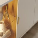 Ver mais imagens de Buffet Aparador 180cm Led com 4 Portas e 1 Prateleira em Vidro Pés em Metal Sena