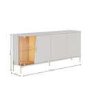Ver imagem 3 de Buffet Aparador 180cm LED com 4 Portas e 1 Prateleira em Vidro Pés em Metal Sena Branco/Off White Matte/Freijó
