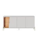 Ver imagem 6 de Buffet Aparador 180cm LED com 4 Portas e 1 Prateleira em Vidro Pés em Metal Sena Branco/Off White Matte/Freijó