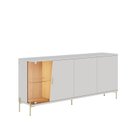 Ver imagem 2 de Buffet Aparador 180cm LED com 4 Portas e 1 Prateleira em Vidro Pés em Metal Sena Branco/Off White Matte/Freijó