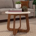 Ver imagem 1 de Mesa Centro Redonda 65cm para Sala Mdf Rexxar Cedro/off A09 - Mpozenato