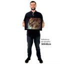 Ver imagem 2 de Quadro Decorativo a Face do Leão em Moldura Caixa Tacolado Moldura Trad 1cm Branca com Vidro 30 X 40