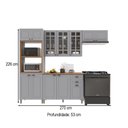 Ver imagem 4 de Cozinha Completa Bariloche 12 Portas 2 Gavetas com Vidro 100% MDF Titânio Fosco - Indékes