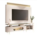Ver imagem 2 de Painel TV 85" Suspenso com Bancada 219cm Lory Pés Metalicos Dourados H01- D'Rossi