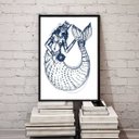 Ver imagem 2 de Quadro Decorativo Minimalista Iemanjá Sereia 24x18cm:madeira Branca