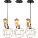 Ver imagem 1 de 3 Pendentes Aramado Globo Luminária Lustre Retrô Balcão Cobre Rose Gold + 3 Lâmpadas Led ST64