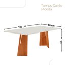Ver imagem 3 de Mesa para Sala de Jantar Florida 180cm Tampo Canto Moeda Laqueado com Vidro