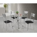 Ver imagem 1 de Conjunto com Mesa Tampo de Vidro 4 Cadeiras Pietra Aço Nobre