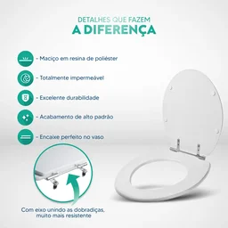 Assento Sanitário Poliéster Carina Branco para vaso Ideal Standard 6lpf - 3