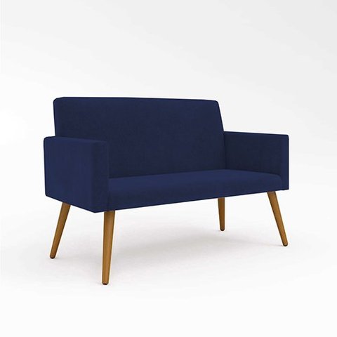 Sofá Namoradeira 2 Lugares - Balaqui Decor Cor Azul Marinho