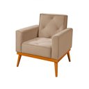 Ver imagem 3 de Kit Sofá Bari Retrátil Reclinável 1,90m Pillow + Poltrona Florença Sala Conforto Extra - Bege Veludo