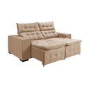 Ver imagem 2 de Kit Sofá Bari Retrátil Reclinável 1,90m Pillow + Poltrona Florença Sala Conforto Extra - Bege Veludo