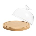 Ver imagem 4 de Kit 2 Queijeiras 20cm Vidro Base Bambu Porta Frios Bird Wolff Mesa Posta Boleira