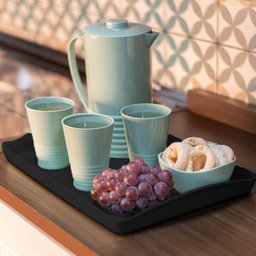 Kit 12 Bandejas para Servir de Plástico Plus Uz Retangulares Pretas Café Restaurante Self Service - 2