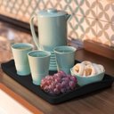 Ver imagem 2 de Kit 12 Bandejas para Servir de Plástico Plus Uz Retangulares Pretas Café Restaurante Self Service