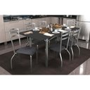 Ver imagem 1 de Conjunto: Mesa Sala Jantar Elba Tampo Madeirado C/ Vidro 160cm e 6 Cadeiras Portugal Cromada/preto