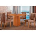 Ver imagem 2 de Conjunto: Mesa de Cozinha Maldivas Tampo Curvo 90cm+4 Cadeiras Dafne Madeira Naturale - Capuccino/