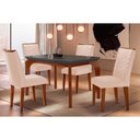 Ver imagem 1 de Conjunto: Mesa de Cozinha Londrina C/ Tampo Madeirado C/ Vidro Canto Reto 120x80cm e 4 Cadeiras