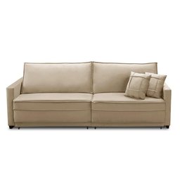 Sofá Cama Retrátil e Reclinável 2,10m com Molas Karina Veludo Bege Rover & Beato - 1