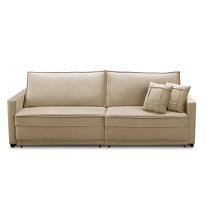 Sofá Cama Retrátil e Reclinável 2,10m com Molas Karina Veludo Bege Rover & Beato