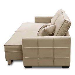 Sofá Cama Retrátil e Reclinável 2,10m com Molas Karina Veludo Bege Rover & Beato - 6