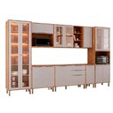 Ver imagem 2 de Cozinha Modulada 8 Peças Brilhante com 1 Cristaleira 3 Balcões 3 Armários Aéreo e 1 Torre
