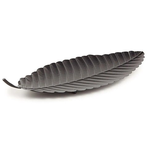 Centro de Mesa Folha em Metal Preto 48 Cm - Mart