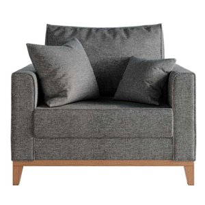 Poltrona Beny Pés e Base em Madeira Cinza Rr Decor