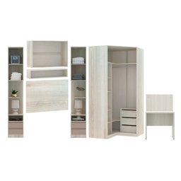 Guarda Roupa Solteiro de Canto com Escrivaninha 6 Portas 7 Gavetas Legno Crema Connect Prime Luciane - 2