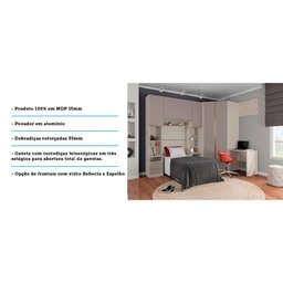 Guarda Roupa Solteiro de Canto com Escrivaninha 6 Portas 7 Gavetas Legno Crema Connect Prime Luciane - 5