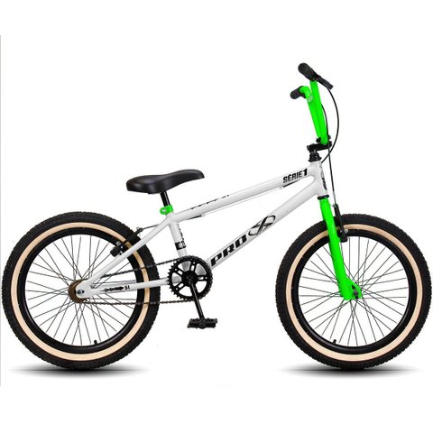 Bicicleta Aro 20 Bmx Pro-x Série 1 Freio V-brake Pneu Balão Pro X Branco+verde