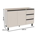 Ver imagem 3 de Balcão de Cozinha para Pia 120 Cm Koya 2 Portas 3 Gavetas Creme - Politorno