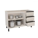 Ver imagem 2 de Balcão de Cozinha para Pia 120 Cm Koya 2 Portas 3 Gavetas Creme - Politorno