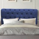 Ver imagem 1 de Painel Estofado Luxo Capitonê Livia 140cm Casal para Cama Box Suede Azul Marinho - Gat Magazine