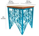 Ver imagem 1 de Mesa de Canto de Ferro e Madeira de Demolição Rústica Artesanal para Quarto - Azul Turquesa