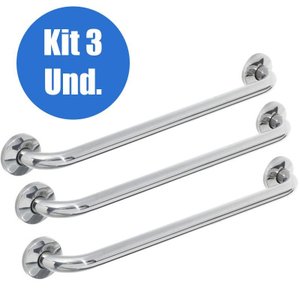 Alça Apoio Banheiro 40cm Inox Barra Idoso Cadeirante Kit 3 um