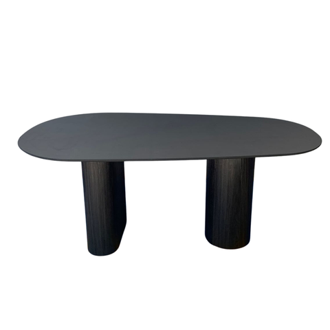 Mesa de Jantar Orgânica 198x122cm com duas bases Cor Ébano Modelar Moveis