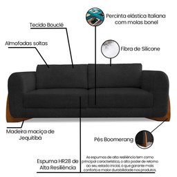Sofá Jobim 3 Lugares 2,50 Linho Boucle - Lucadi Home - 8