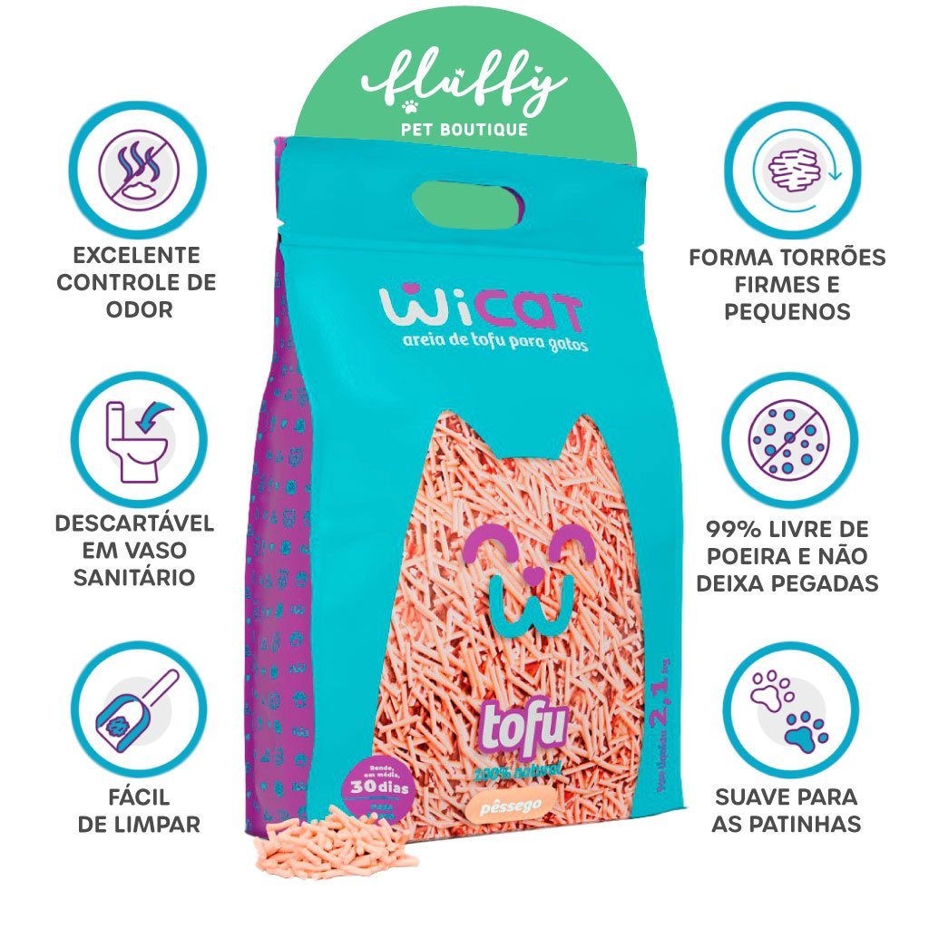 Granulado Higiênico para Gatos 2,1kg Tofu Pêssego - Wicat - 3
