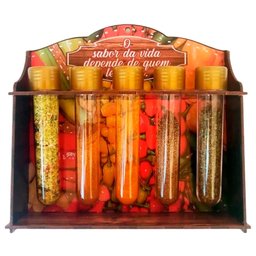 Porta Temperos de Parede Decor com 5 Tubetes - Sabor da Vida - 1