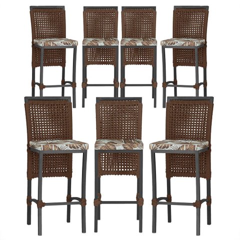 7 Banquetas em Alumínio Roma Preta Corda Náutica Tecido 6