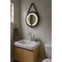 Ver imagem 2 de Espelho Redondo Adnet Iluminado Led com Alça 40cm Premium - Preto Alça Preta