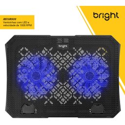 Suporte Gamer para Notebook, LED, 15.6, 2x FANS, HUB USB, Preto - BC001 - 4