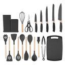 Ver imagem 3 de Jogo de Talheres Utensílios Kit Facas 19 Peças com Tabua
